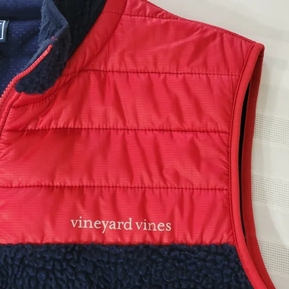 Vineyard Vines Performance Men's Puffer Polyester Vest Size XL Red Blue - Picture 9 of 13